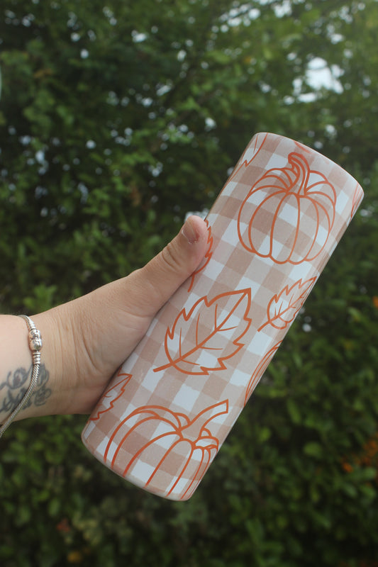 Pumpkin & Leaves Autumnal Skinny Tumbler